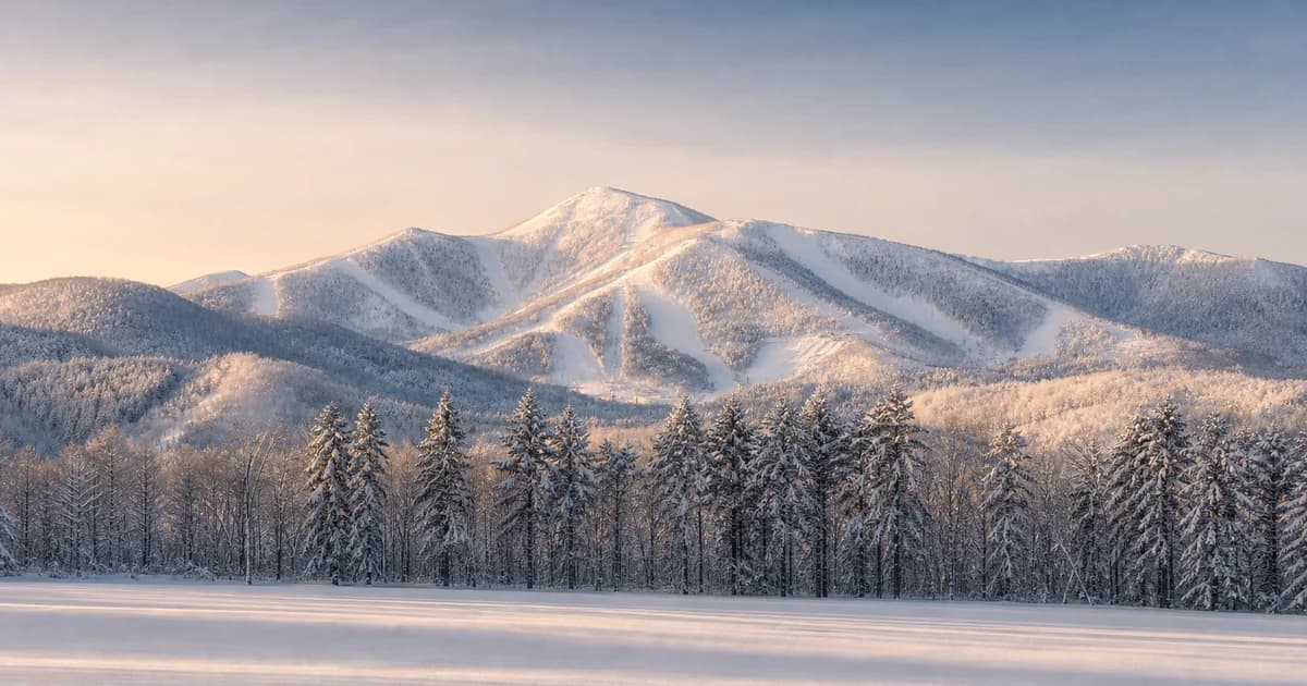 佐幌滑雪場空雪道與山景的寫實照片
